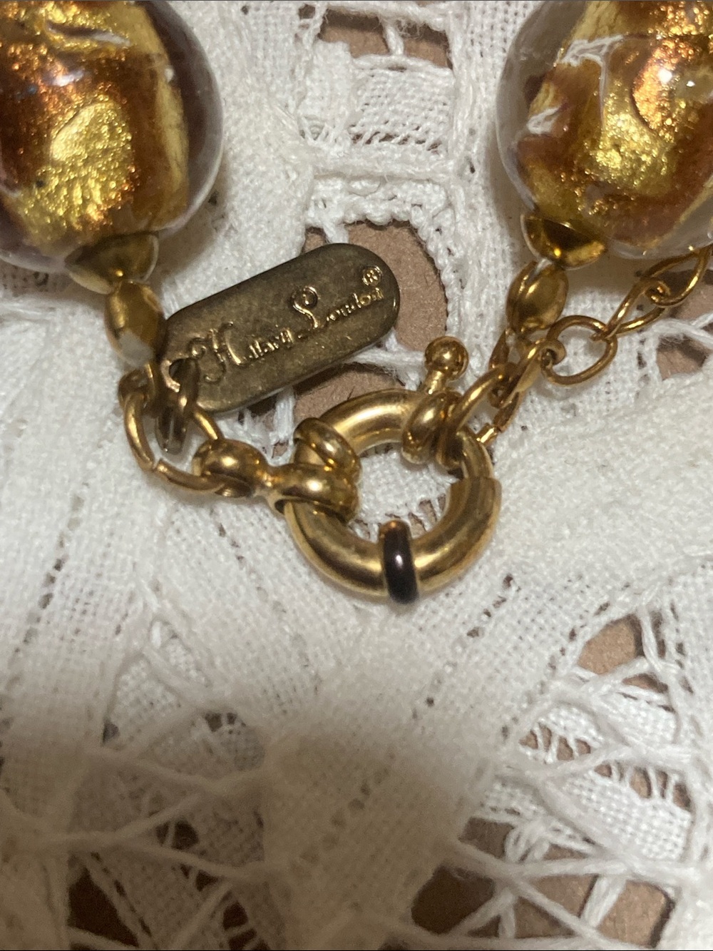 Gold Glass Bead Necklace - Picture 8 of 12